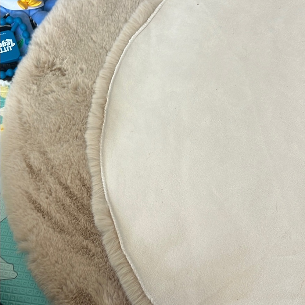Round Plush Tan Rug - Picture 3 of 3